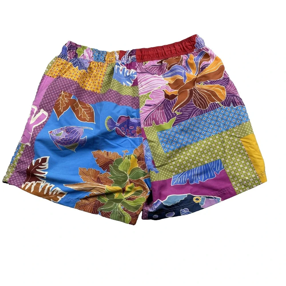 ETRO Men's M Floral Swim Trunks Multicolor Mesh Lined Drawstring Italy